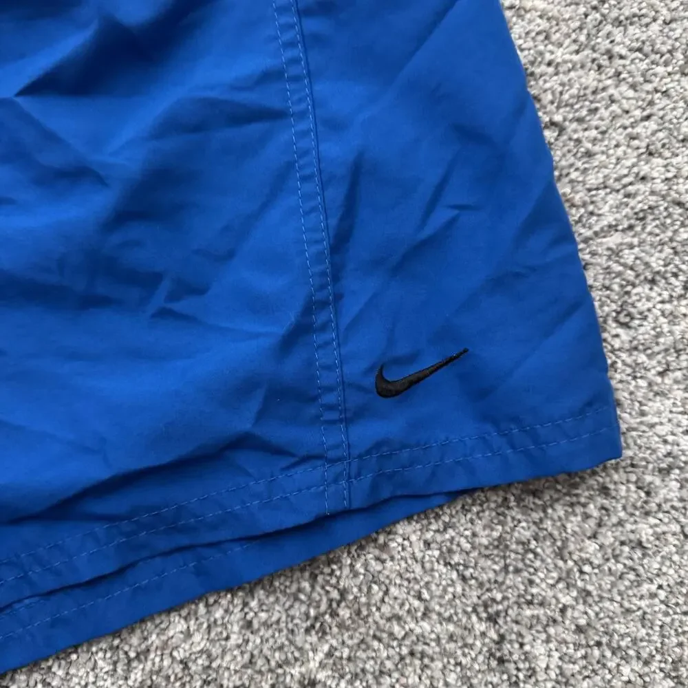 Nike Swim Shorts Mens XL Blue Black Mesh Lined Elastic Waist Drawstring Pockets